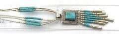 Lot of 2 American Indian turquoise sterling silver necklaces