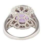 4.18ct Amethyst and 0.50ctw Diamond Frame Split Shank Ring in 14K