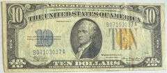 $10 North Africa Emergency Issue 1934A Silver Certificate.