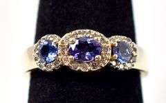 Pretty 14K Yellow Gold Diamond and Purple Gemstone Ring
