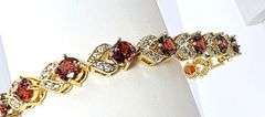 18 Kt Yellow Gold Plate Rare Red Sapphire Lab Simulated 4 Piece Jewelry Set