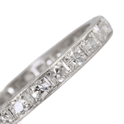 Platinum 950 Natural Diamond Engraved Band, Size 8