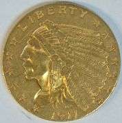Highly lustrous 1911 US $2.50 Indian Gold Piece