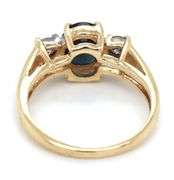 Popular 14K YG Sapphire Flanked by Diamonds Ring