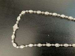 CERTIFIED BRAND NEW 18K WHITE GOLD DIAMOND NECKLACE, 18 C.T.W.