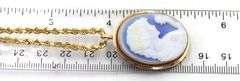14kt Yellow gold Cameo brooch pendant on rope chain necklace