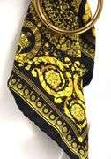 Versace Barocco black gold Baroque print scarf convertible Medusa earrings