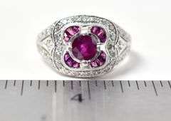 Vintage Platinum Ruby and Diamond Ring