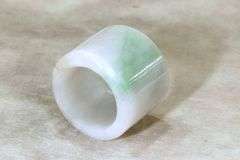 Antique Qing Dynasty Natural Jadeite Archer's Ring
