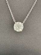 BRAND NEW 14K WHITE GOLD DIAMOND SOLITAIRE CHAIN AND PENDNANT