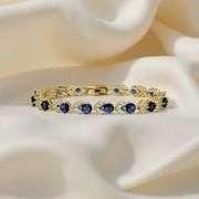 Gorgeous 18 Kt Gold Plate 5 Piece Lab Simulated Midnight Blue Sapphire Set