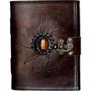 Handmade Brown Leather Journal Embossed Cover