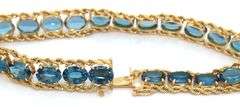 14kt Yellow gold blue topaz link rope bracelet
