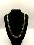 Stunning Large 47 Grams 14 Kt Gold Plated Cuban Curb Link Frost Necklace