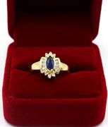 14kt White gold marquise blue sapphire and diamond Ring