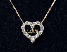 CZ Gemstone Heart Pendant Necklace in Vermeil Sterling Silver