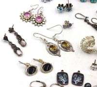 Vintage 925 sterling silver group lot of earrings