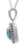 Le Vian 2.04ct Blue Topaz 0.35ctw Sapphire and 0.25ctw Diamond Double Frame Pendant Necklace in 14K