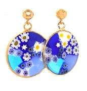 14kt Yellow gold Millefiori dangle earrings