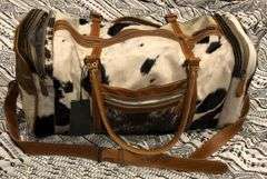 Cowhide & Leather Duffle Travel Bag