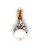 14kt Yellow gold pearl and diamond pendant