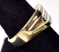 Amazing 14K Yellow Gold Black Onyx Gemstone and Diamond Men's Ring
