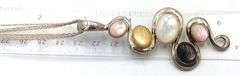 Carolyn Pollack signed 925 sterling silver mother of pearl and black onyx pendant on Italian chain n