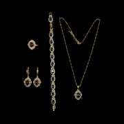18 Kt Yellow Gold Plate 4 Piece Lab Simulated Alexandrite Jewelry Set