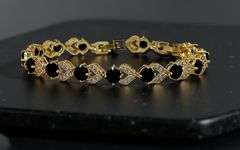 Timeless Classic 18 Kt Yellow Gold Plate 4 Piece Lab Simulated Black Diamomd Jewelry Set