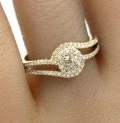 14kt Yellow gold 0.30ct crown of light center in diamond semi ring