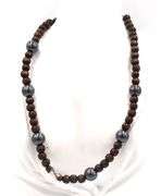Wooden beads necklace with silver clasp