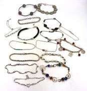 Big group lot of 16 vintage 925 sterling silver bracelets