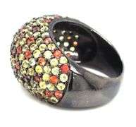 925 Sterling silver multi color dome ring