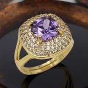18 Kt Yellow Gold Plate 4 Piece Lab Simulated Alexandrite Jewelry Set