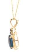 1.25ct Oval Black Opal and 0.03ctw Diamond Pendant Necklace in 18K