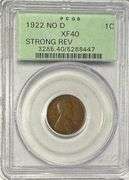Rare 1922 No D Lincoln XF 40 PCGS Strong Reverse