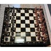 Egyptian Chess Set with Marbled Foldable Board