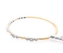 New 14kt yellow and white 0.70ctw Diamond Station Two Tone Flexible Bangle Bracelet