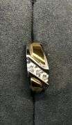 MEN’S 14K TWO TONE (WHITE+YELLOW) GOLD NATURAL DIAMOND WEDDING BAND