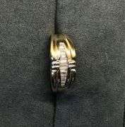 MEN’S 14K TWO TONE (YELLOW+WHITE) GOLD NATURAL DIAMOND WEDDING BAND