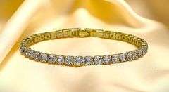 14 Kt Yellow White Gold Plated 5.75 Ctw Lab Simulated Diamond Tennis Bracelet