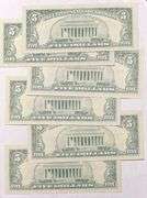 6 1963 Series Slider $5 Red Seal US Notes.