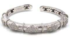 Judith Ripka CZ station hinged cuff bangle