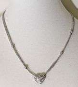 Stylish 14K Triple Strand Diamond Heart Necklace