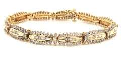14kt Yellow gold 5.25ctw baguette and round diamond bracelet