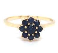 Classic 14K YG Sapphire Flower Ring