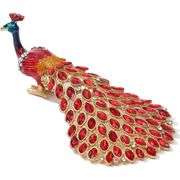 Hand-Painted Peacock Jewelry Trinket Box