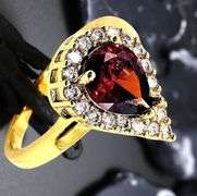 18 Kt Yellow Gold Plate Rare Padpaparacha Sapphire Lab Simulated 4 Piece Jewelry Set