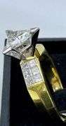 14K Two-tone Gold Trillion Cut Diamond Ring