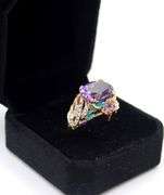 14kt Yellow gold Apx 5.70ct Amethyst in Enamel Humming Bird Setting